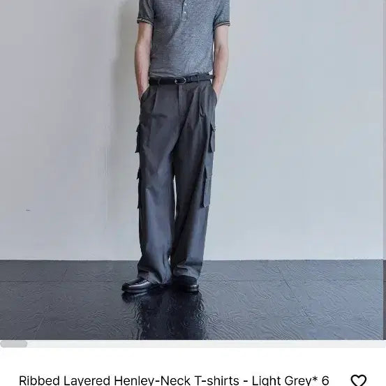 [BUNJANG] Waveness Ribbed Layered Henley Neck Shirt / [2] 웨이비니스 리브드 레이어드 헨리넥 그레이