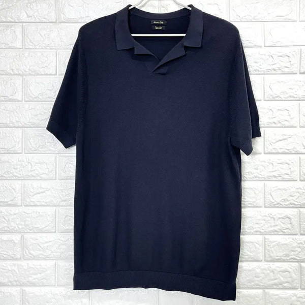 [BUNJANG] Massimo Dutti Men's Dark Navy Knit Collar Short Sleeve Polo Shirt XXL / 마시모두띠 남성 다크네이비 니트 카라 반팔 XXL