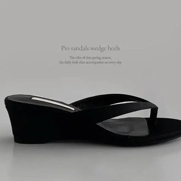 [BUNJANG] Wonlog Pio Wedge Heel Sandals Black / 원로그 피오 샌들 웨지힐 245