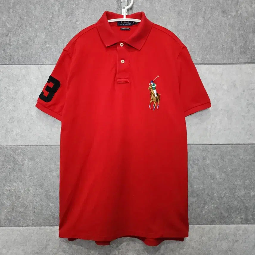 [BUNJANG] Polo Ralph Lauren Big Pony Embroidered Short Sleeve Polo Shirt - Red (Size M) / 폴로 랄프로렌 남녀공용 빅포니 반팔 카라티 (사이즈 M)
