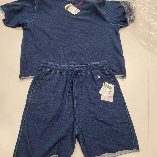 [BUNJANG] Champion Japan Indigo Rope Dyeing Sweat Set-up / [새상품] 챔피온 재팬 인디고 로프다잉 스웻 셋업