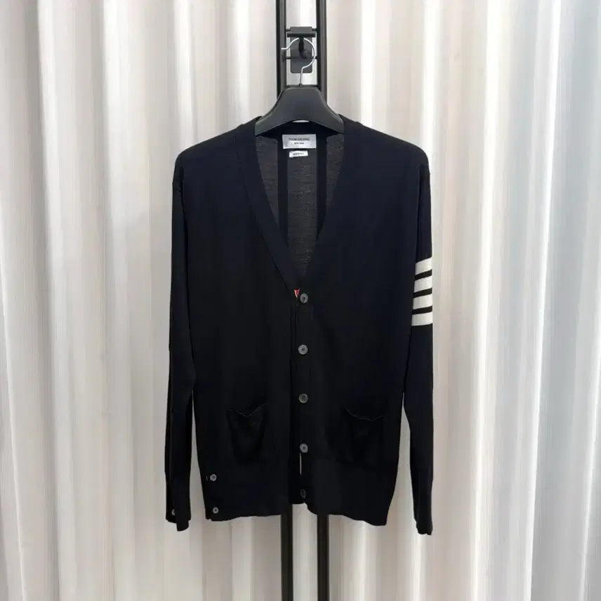 [BUNJANG] Thom Browne Merino Wool Cardigan Navy / [5] 톰브라운 사선완장 메리노 울 가디건 네이비