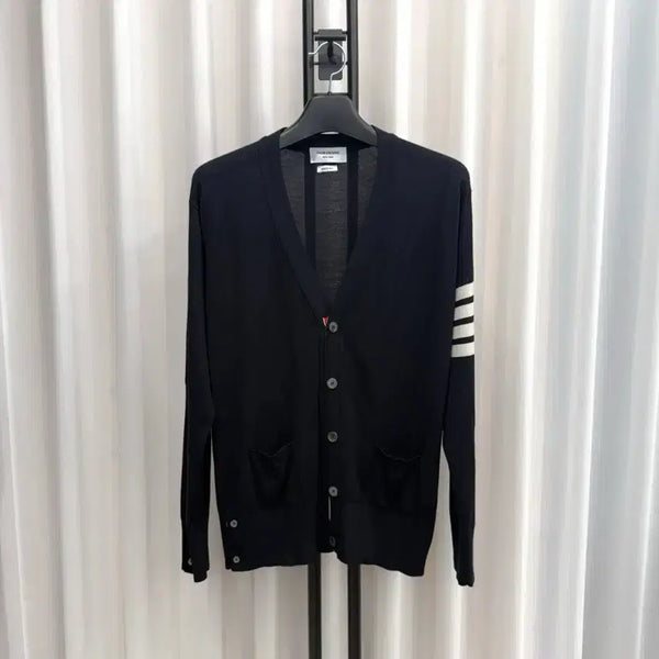 [BUNJANG] Thom Browne Merino Wool Cardigan Navy / [5] 톰브라운 사선완장 메리노 울 가디건 네이비