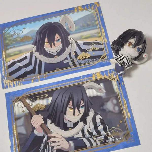[BUNJANG] Demon Slayer: Kimetsu no Yaiba Iguro Hugcot Gacha Figure & Stickers / 귀멸의 칼날 귀칼 이구로 케이블 허그코트 가챠 피규어 스티커