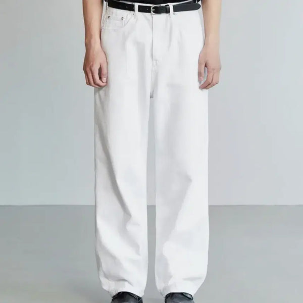 [BUNJANG] Branded 1854 Clear White Denim Pants Extra Wide Straight Fit / 브랜디드 1854 클리어 화이트 데님 팬츠 엑스트라 와이드 스트레이트