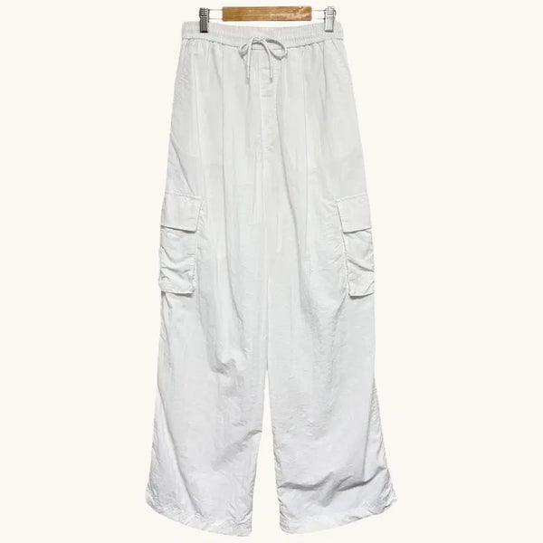 [BUNJANG] White Crinkled Wide Cargo Pants / 1670 화이트 바스락 와이드 카고팬츠