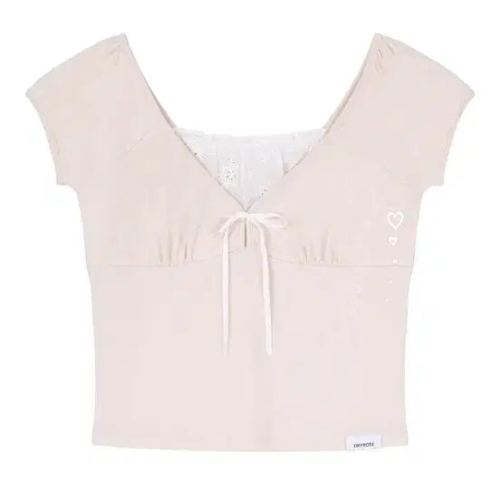 [BUNJANG] Dry Rose Butter Punching Lace Top - Pink / 드라이로즈 버터 펀칭 탑 핑크 레이스 탑