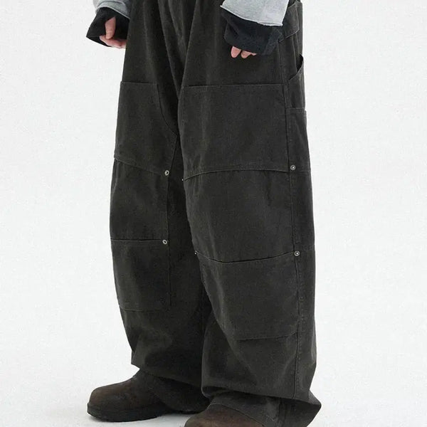 [BUNJANG] Hubs Double Knee Carpenter Curved Pants Charcoal / 후브스 더블니 카펜터 커브드 팬츠 차콜