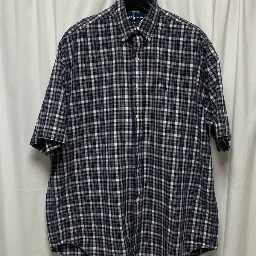 [BUNJANG] Polo Ralph Lauren Tartan Check Blue Short Sleeve Shirt XXL / no.201 폴로 랄프로렌 타탄체크 블루 반팔 셔츠 xxl