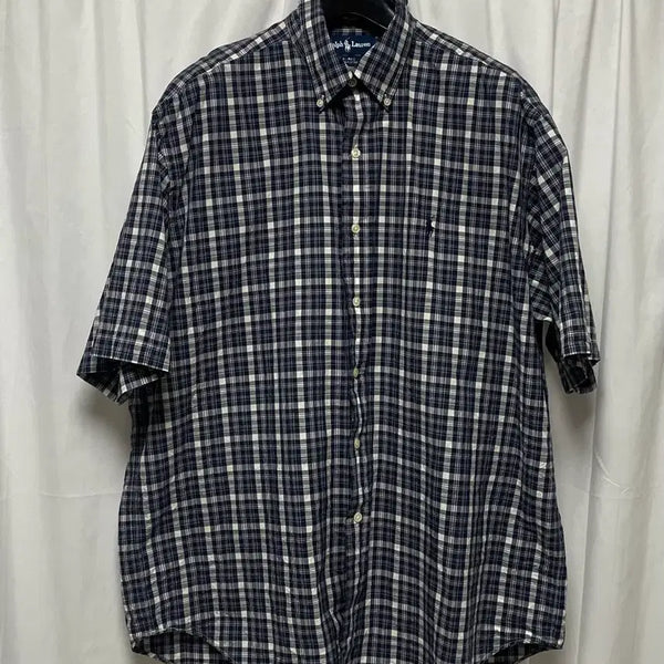 [BUNJANG] Polo Ralph Lauren Tartan Check Blue Short Sleeve Shirt XXL / no.201 폴로 랄프로렌 타탄체크 블루 반팔 셔츠 xxl