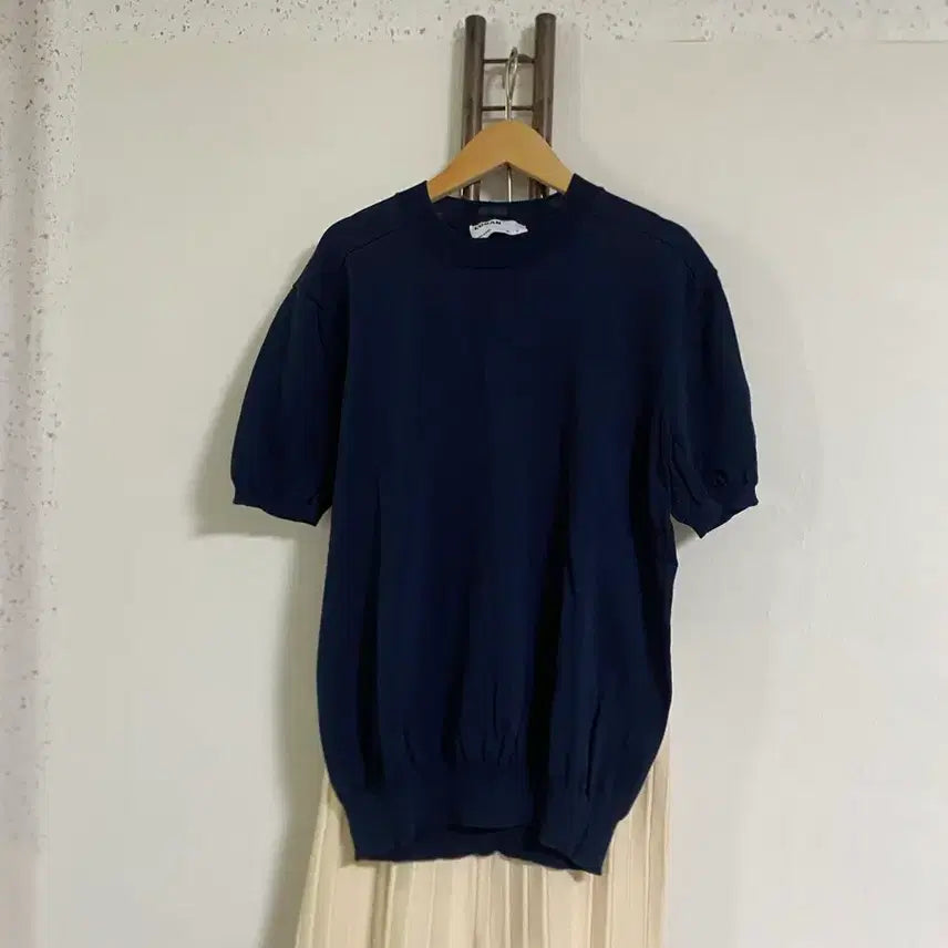 [BUNJANG] Navy Short Sleeve Knit Top - Size 66 / 네이비 반팔 니트 66 새상품