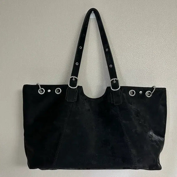 [BUNJANG] Black Washed Suede Shoulder Bag / 블랙 워싱 스웨이드 숄더백 미사용