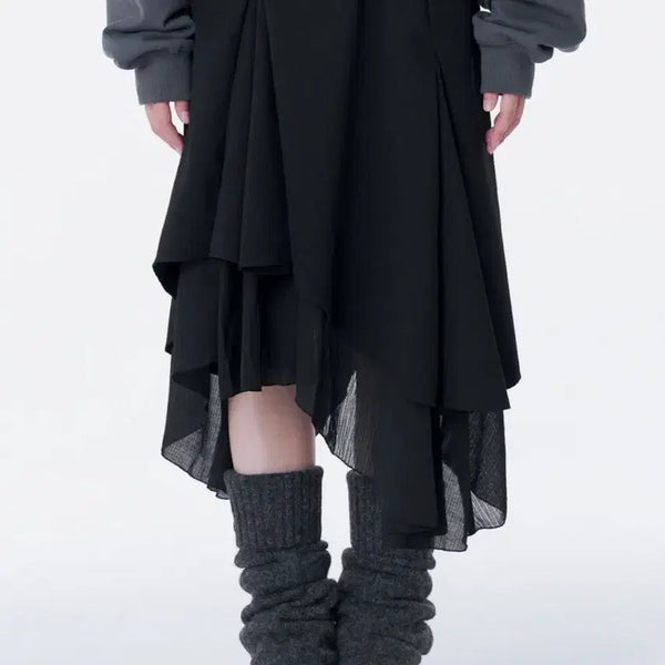 [BUNJANG] MICHAA Unbalanced Layered Skirt Black Size 2 / 미세키서울 Unbalanced layered skirt BLACK 2