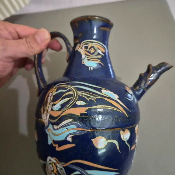 [BUNJANG] Song Dynasty Celadon Porcelain Scholar's Vase with Flying Apsaras Motif / 중국골동품 선녀비천 문양 관요 도자기