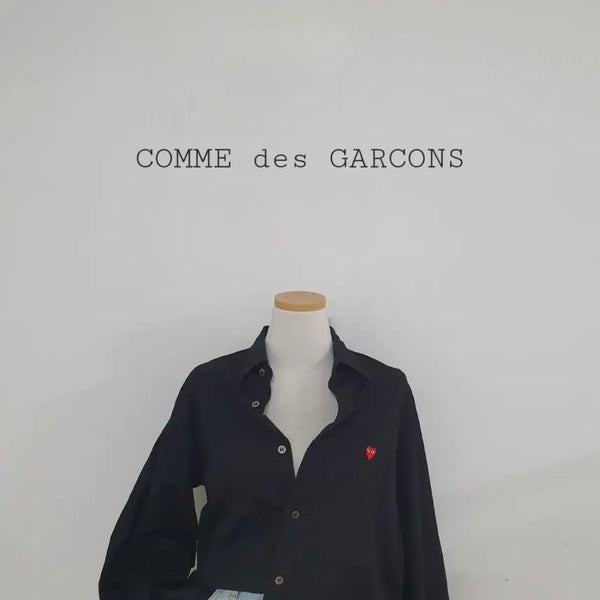 [BUNJANG] Comme des Garçons Heart Appliqué Shirt Black / No.26071612 꼼데가르송 하트 와펜 셔츠 블랙