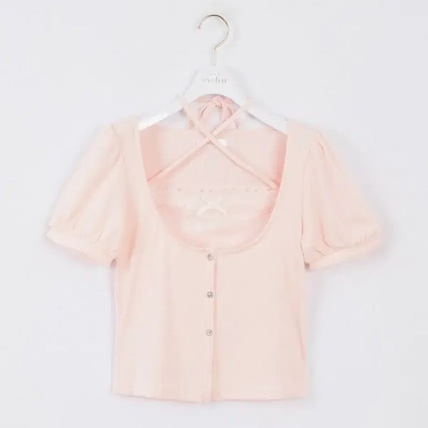 [BUNJANG] Evelyn Lace Camisole T-Shirt Pink / evelyn 에블린 레이스 리브 캐미 티셔츠 핑크 양산형 지뢰계 스나계 걸리