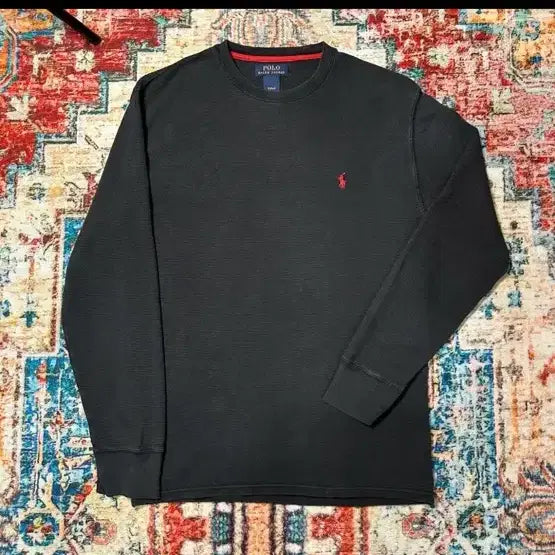 [BUNJANG] Polo Ralph Lauren Men's Waffle Knit Long Sleeve T-Shirt Black / 폴로 랄프로렌 남성 와플 긴팔티 블랙