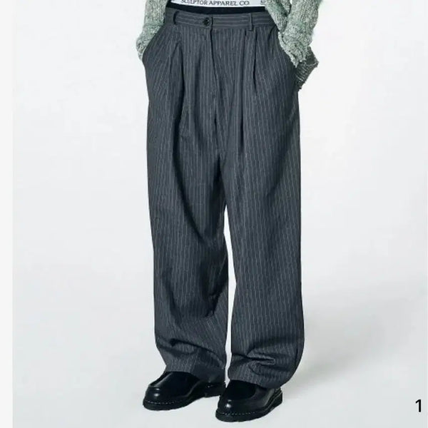 [BUNJANG] Sculptor Picaboo Low-Rise Pintuck Pants XS Gray / 스컬프터 피카부 로우라이즈 핀턱 팬츠 XS 그레이