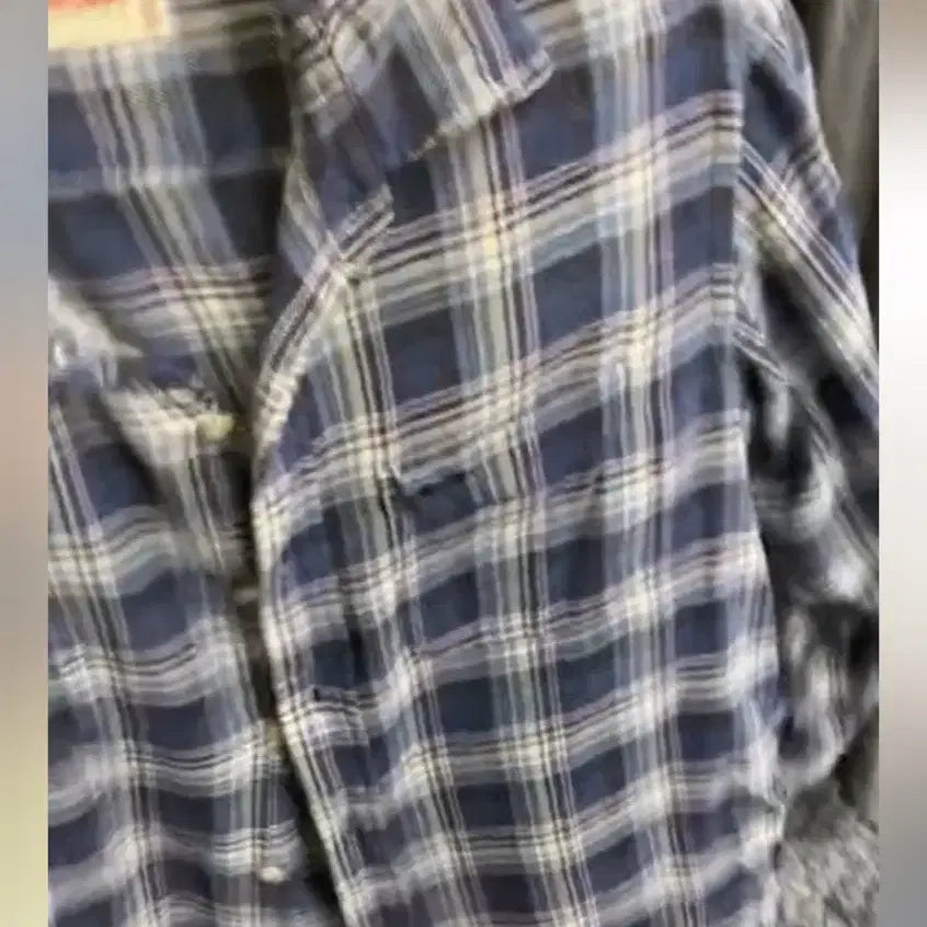[BUNJANG] Vintage Blue Checkered Shirt / 빈티지 블루 체크 셔츠