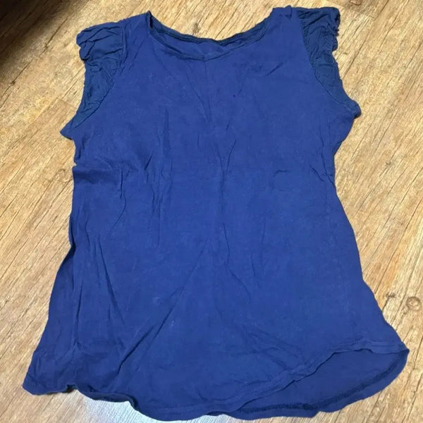 [BUNJANG] Navy Cotton Sleeveless Summer T-Shirt (Sizes 44-55) / 여자나시 면옷 네이비색상 여름티셔츠 44 55사이즈 민소매티