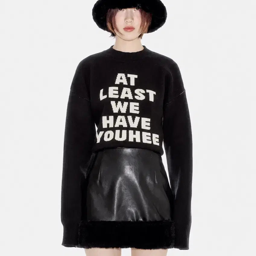 [BUNJANG] YOUHEE Lettering Pullover Knit Black / 유희(YOUHEE) 레터링 풀오버 니트 블랙