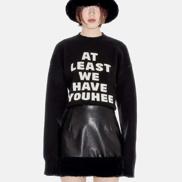 [BUNJANG] YOUHEE Lettering Pullover Knit Black / 유희(YOUHEE) 레터링 풀오버 니트 블랙