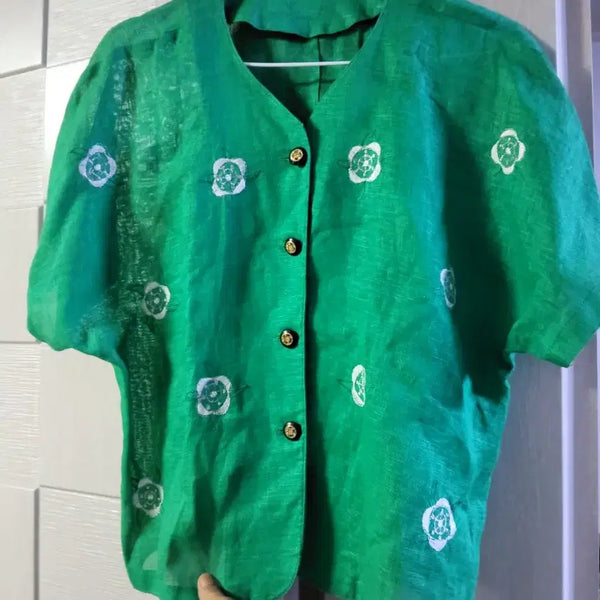 [BUNJANG] Hemp Embroidered Jeogori Blouse / 삼베 자수 저고리