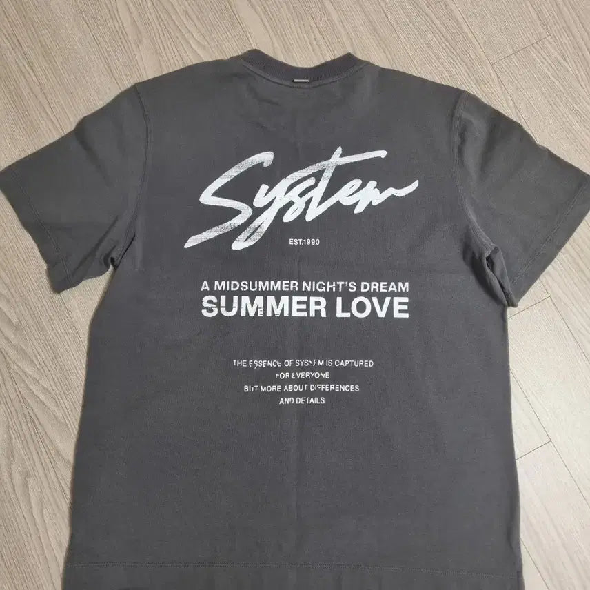 [BUNJANG] System Logo Printing Short Sleeve T-Shirt Grey / 시스템 로고 프린팅 반팔 티셔츠 그레이(24년제품)