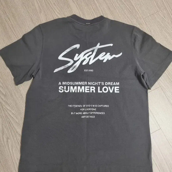 [BUNJANG] System Logo Printing Short Sleeve T-Shirt Grey / 시스템 로고 프린팅 반팔 티셔츠 그레이(24년제품)