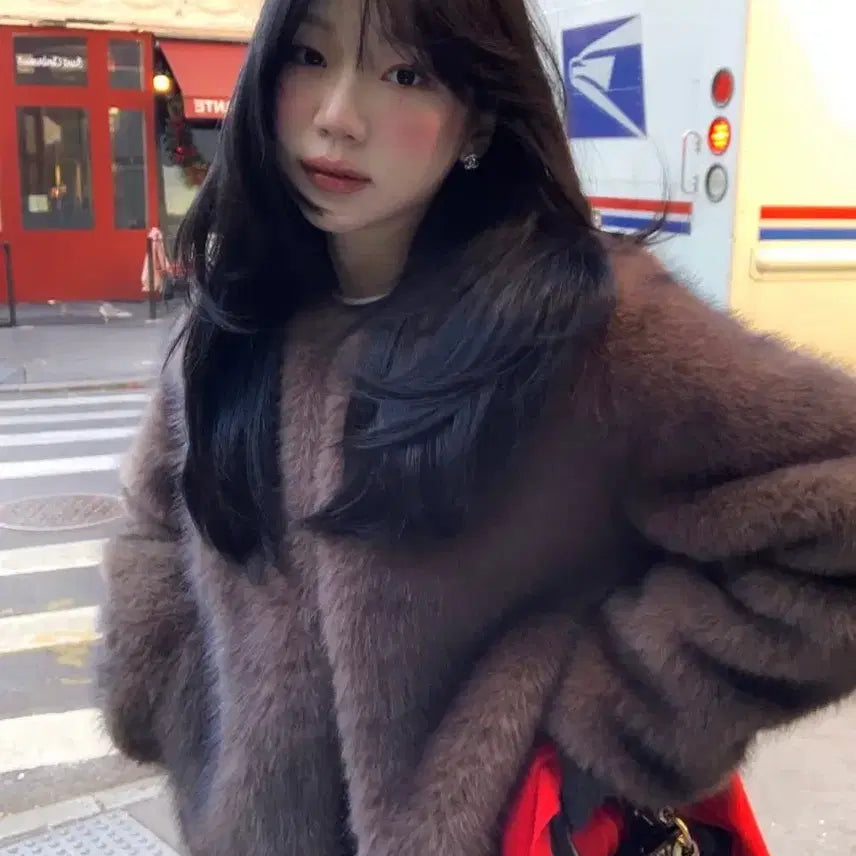 [BUNJANG] Cellyn Lion Carrie Faux Fur Jacket Brown / 셀리앤리옹 캐리 퍼자켓 브라운