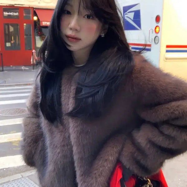 [BUNJANG] Cellyn Lion Carrie Faux Fur Jacket Brown / 셀리앤리옹 캐리 퍼자켓 브라운