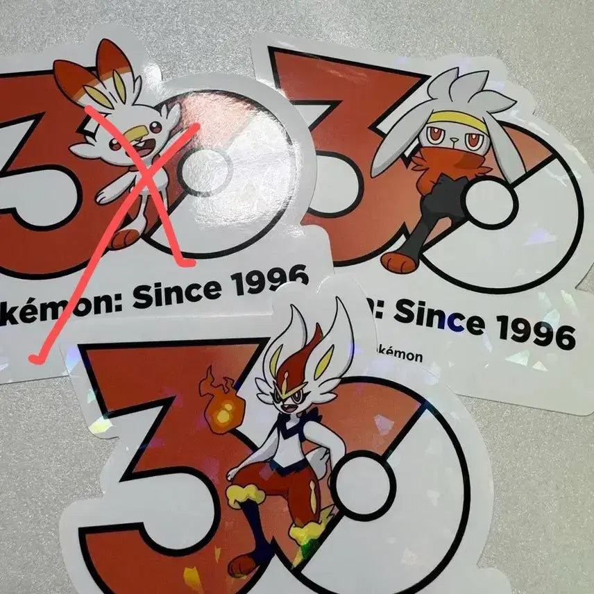 [BUNJANG] Pokemon 30th Anniversary Logo Sticker Set / 포켓몬 30주년 로고 스티커 래비풋 에이스번 세트