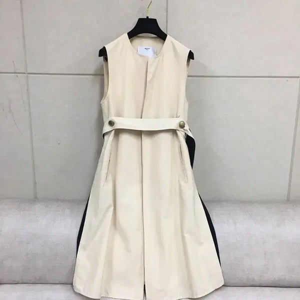 [BUNJANG] OBZEE Beige Belted Long Vest / 한섬 오브제 OBZEE 정품 일본원단 베이지 벨트 롱 베스트