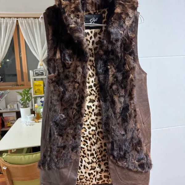 [BUNJANG] iGigli Leopard Mink Fur Vest (New) / iGigli 레오파드 밍크모피 퍼 조끼 (새상품)
