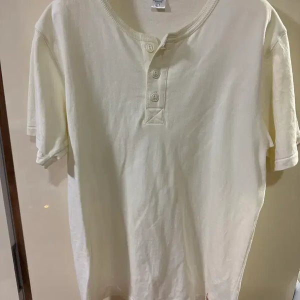 [BUNJANG] Prestens Henry Neck Short Sleeve T-shirt Ivory L / Prestens 헨리넥 반팔 아이보리 L