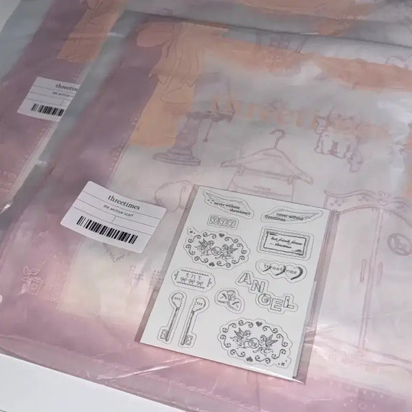 [BUNJANG] Three Times Scarf & Tattoo Sticker Set (Sealed) / 미개봉) 쓰리타임즈 스카프 + 타투스티커 세트