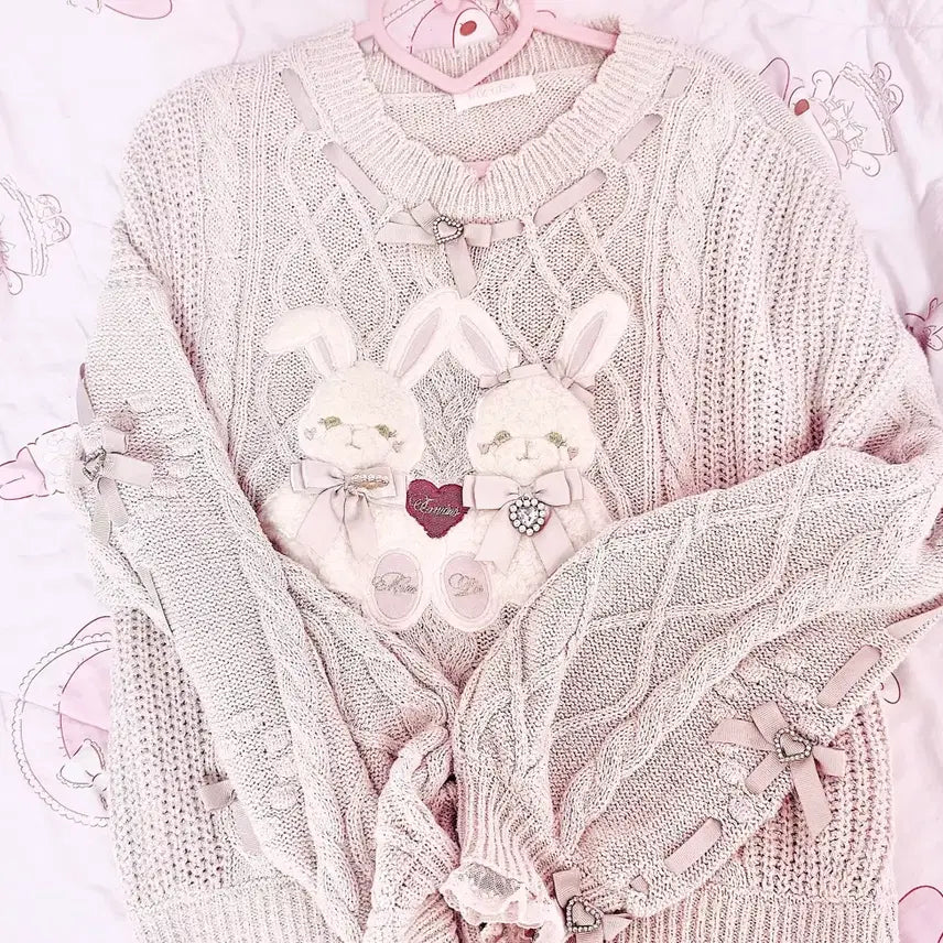 [BUNJANG] Lizlisa Twin Bunny Knit Sweater / 종이택o 리즈리사 트윈버니 니트 교환 판매 양산형 지뢰계