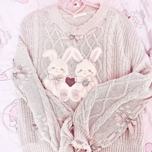 [BUNJANG] Lizlisa Twin Bunny Knit Sweater / 종이택o 리즈리사 트윈버니 니트 교환 판매 양산형 지뢰계