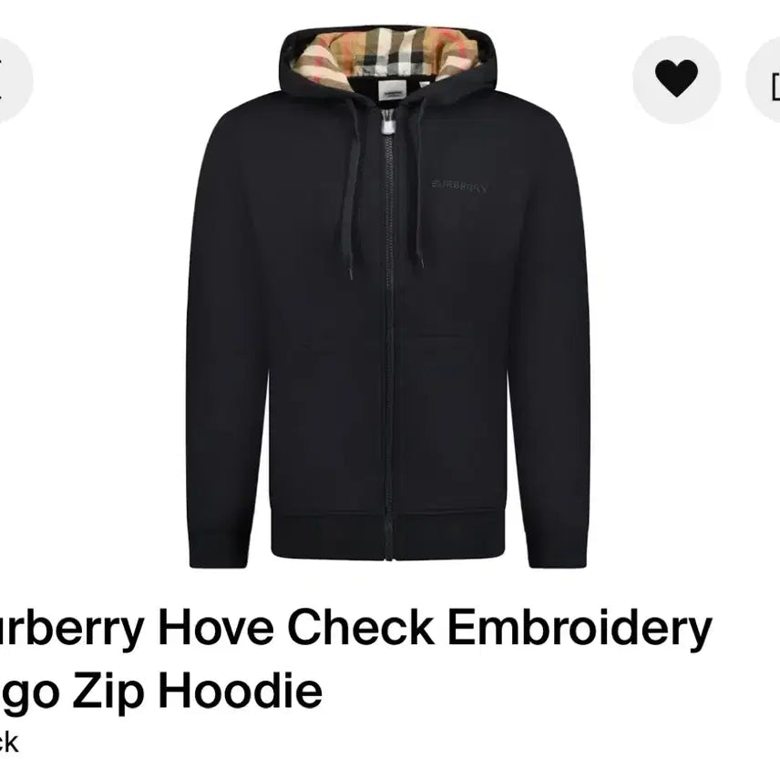 [BUNJANG] Burberry Check Black Zip-Up Hoodie / 버버리 체크 블랙 후드집업