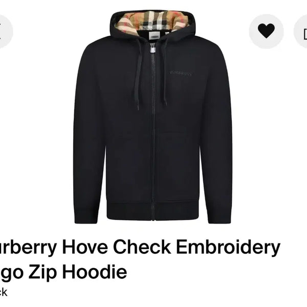 [BUNJANG] Burberry Check Black Zip-Up Hoodie / 버버리 체크 블랙 후드집업