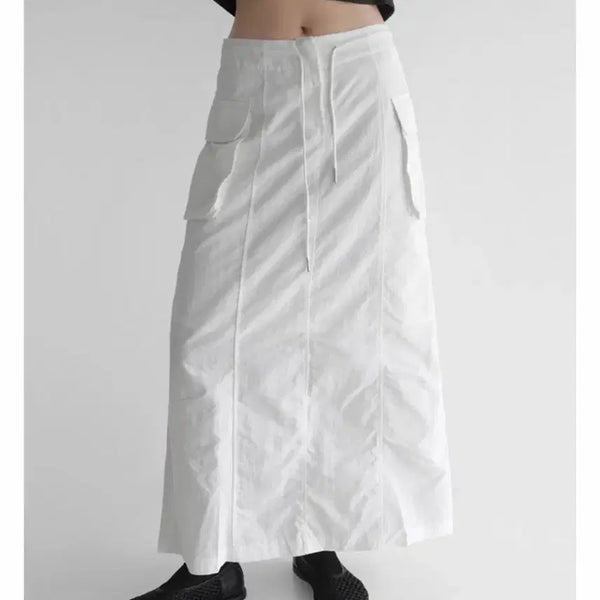 [BUNJANG] Nylon Cargo Long Skirt / 나일론 카고 롱스커트