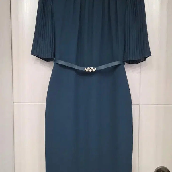 [BUNJANG] Linen Pleated Sleeve Belted Dress / 린 주름 소매 벨트 원피스