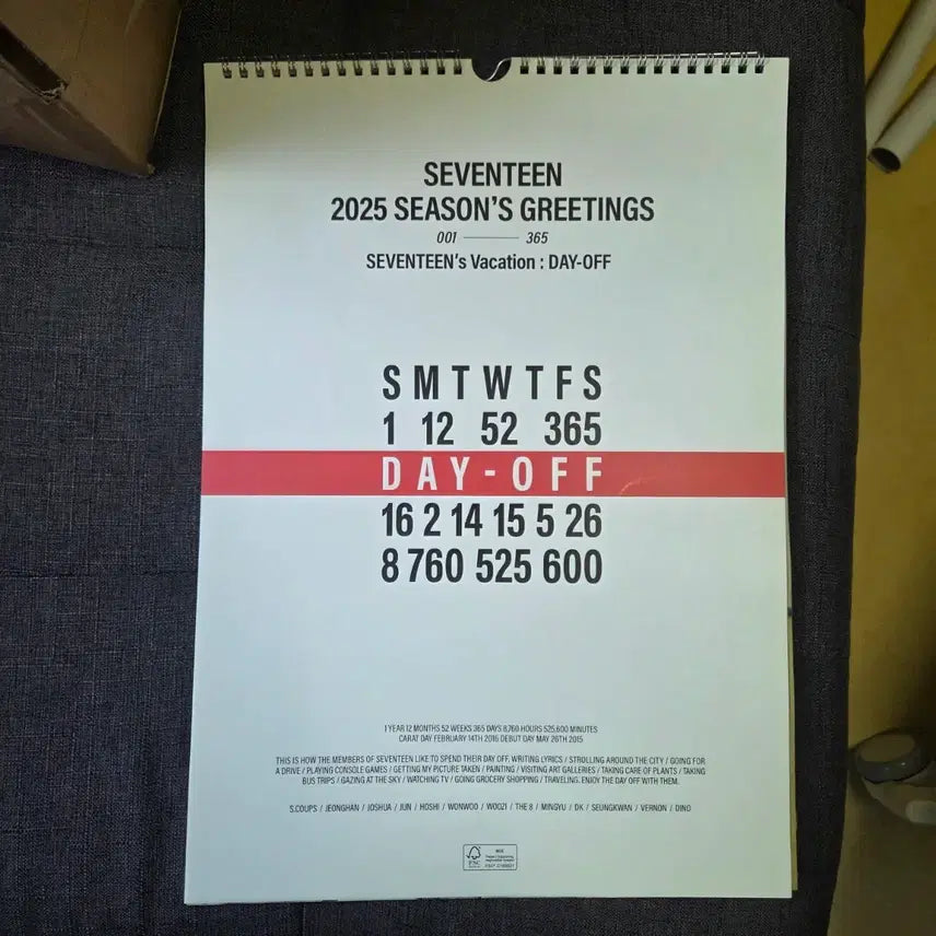 [BUNJANG] SEVENTEEN 2025 Season's Greetings Calendar / (아이돌, 굿즈)세븐틴 2025 시즌 그리팅 캘린더