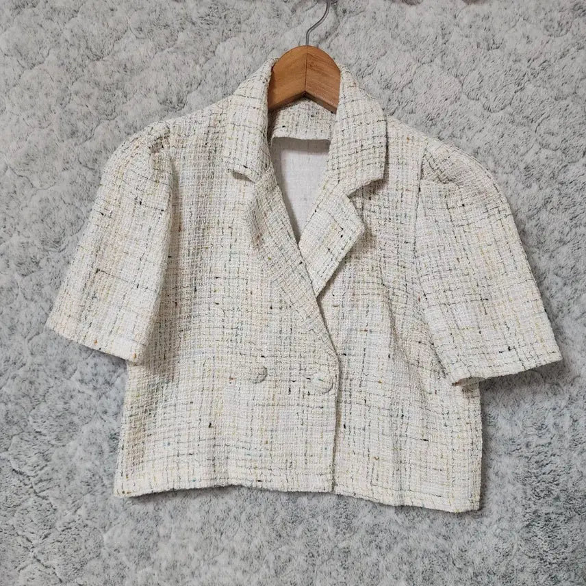 [BUNJANG] 181B Women's Short Sleeve Tweed Jacket / 181B [F] 여성 반팔 트위드 자켓
