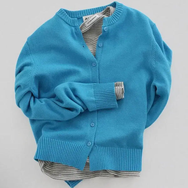 [BUNJANG] Autumn Puppy Round Cardigan Aqua Blue / 어텀 퍼피라운드가디건 아쿠아블루