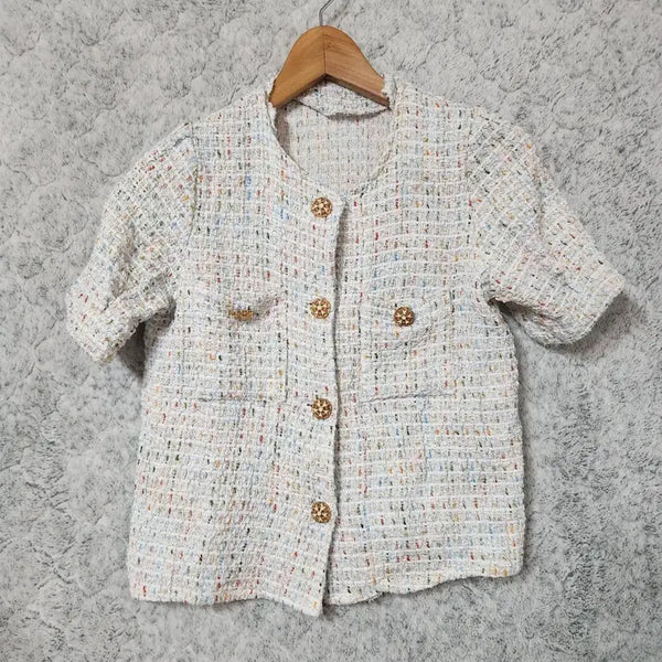 [BUNJANG] Women's Short Sleeve Tweed Jacket / 185B [F] 여성 반팔 트위드 자켓