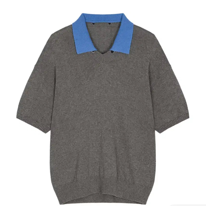 [BUNJANG] Wavy Ness Half Knit Grey Blue Size 1 / 웨이비니스 하프 니트 그레이 블루 1