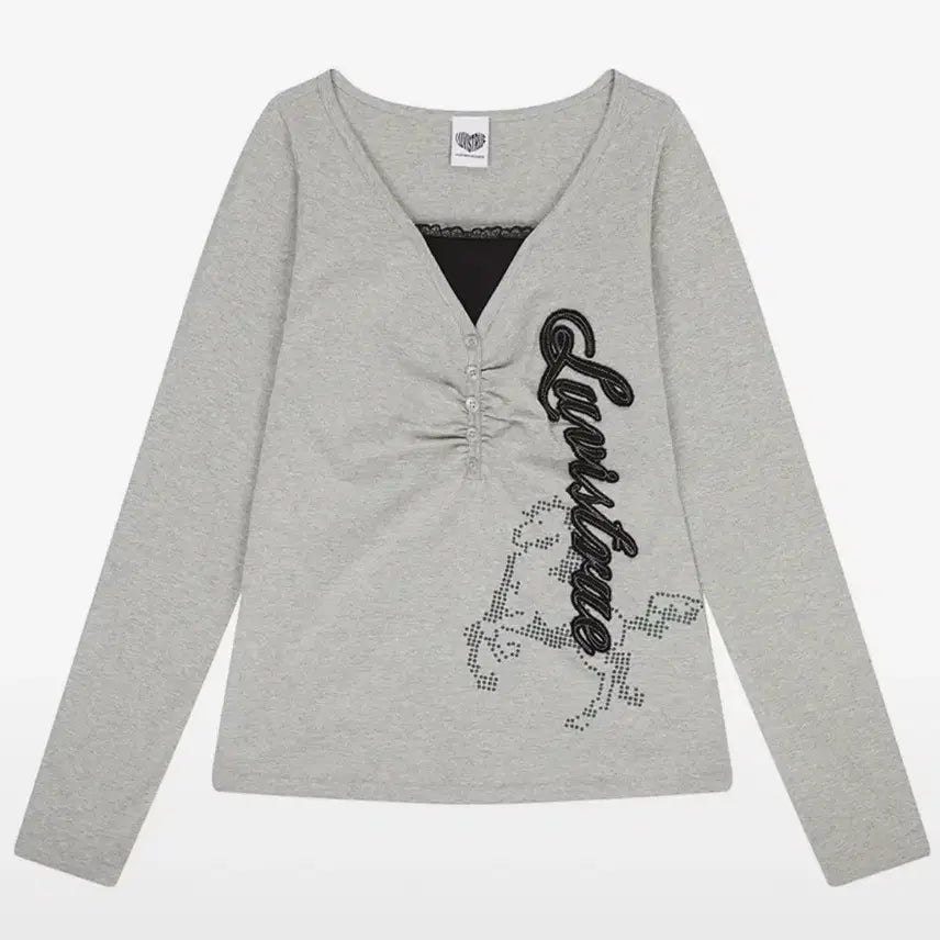 [BUNJANG] Love is True EL HORSE SLIM-FIT TEE Grey / 러브이즈트루 EL HORSE SLIM-FIT TEE 슬림핏 티 그레이