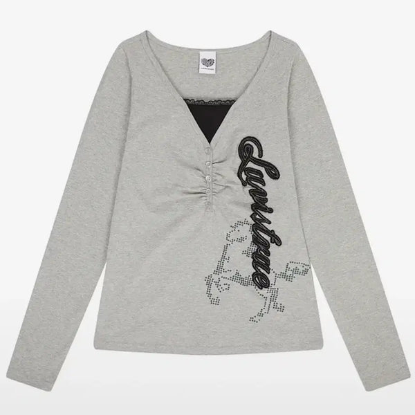 [BUNJANG] Love is True EL HORSE SLIM-FIT TEE Grey / 러브이즈트루 EL HORSE SLIM-FIT TEE 슬림핏 티 그레이