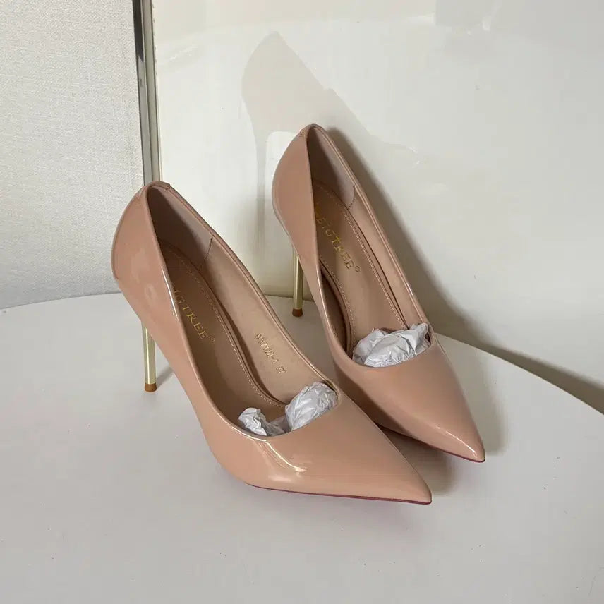 [BUNJANG] Pink Beige Enamel Pumps High Heels (235 Size) / @새상품 235사이즈 10cm 핑크베이지 에나멜 펌프스 하이힐 구두